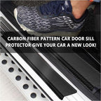 4PCS Car Door Sill Protector with Scraper,Carbon Fiber Car Door Protector Edge Guards for Front Rear Door Sills,Universal Anti-Scratch Car Door Threshold Strips (4D Black)