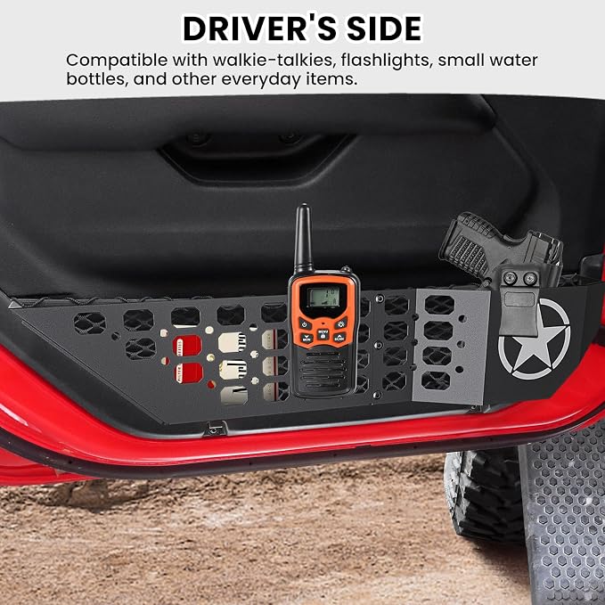 Metal Front Door Pocket Storage Box for Jeep Wrangler JL JLU 4XE 2018-2026 & Gladiator JT 2020-2023 2024 2025 2026 Accessories Door Organizer Storage Molle Panels (Not for Power Seats), 2PCS