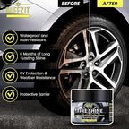 Tire Shine Gel & Wheel Cleaning Wax with Applicator Sponge, Long-Lasting Tire Dressing for Deep Black Wet Gloss Finish, UV Protection for Cars, Trucks, Motorcycles & RVs, 7oz/200g