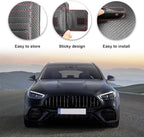 Small Leather Car Sun Visor Organizer, Multifunctional Auto Visor Document Holder with Sunglasses Clip, Universal Car Interior Organizer for Driving License, Card, Pen (Black&Red)