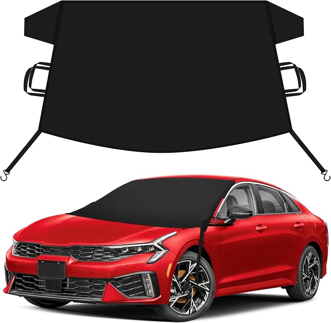 Car Snow Cover Compatible for Kia K5 | Windshield Cover for Ice and Snow with S-Hook Straps | Heavy-Duty 600D Oxford Winter Car Cover, Waterproof & Anti-Slip
