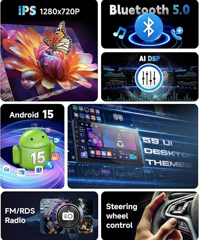 4+64G Car Sereo for Honda Civic 2006 2007 2008 2009 2010 2011 | Android 15.0 Car Radio with Wireless Carplay Android Auto 10.1 Inch Touch Screen Bluetooth 5G WiFi GPS SWC Backup Camera