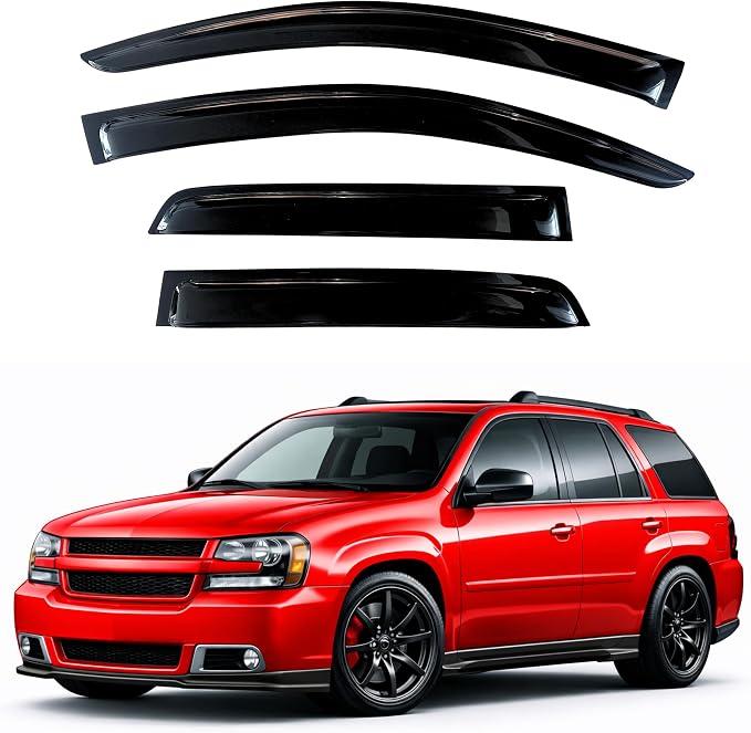 KPY Rain Guards Fit for 2002-2009 Chevrolet Trailblazer, Out-Channel Window Visors Vent Wind Deflectors 4PC, Car Accessories for 06-09 Chevy Trailblazer SS