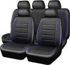 Universal FIT Piping Leather Car Seat Cover, for suvs,Van,Trucks,Airbag Compatible,Inside Zipper Design and Reserved Opening Holes (Full Set, Black and Blue)