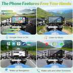 Carpuride W603D Motorcycle GPS Carplay Screen, Wireless CarPlay & Android Auto for Moto, with HD 1080P Dual Cameras, Remote Control，6.3" Waterproof Touchscreen, BT Aduio, Loop