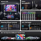 Double Din Car Stereo with 7" HD Touchscreen, Wireless Apple Carplay & Android Auto, Bluetooth, 240W, SWC, Subwoofer Output, Mirror Link, FM/AM Car Radio Receiver, Backup Camera