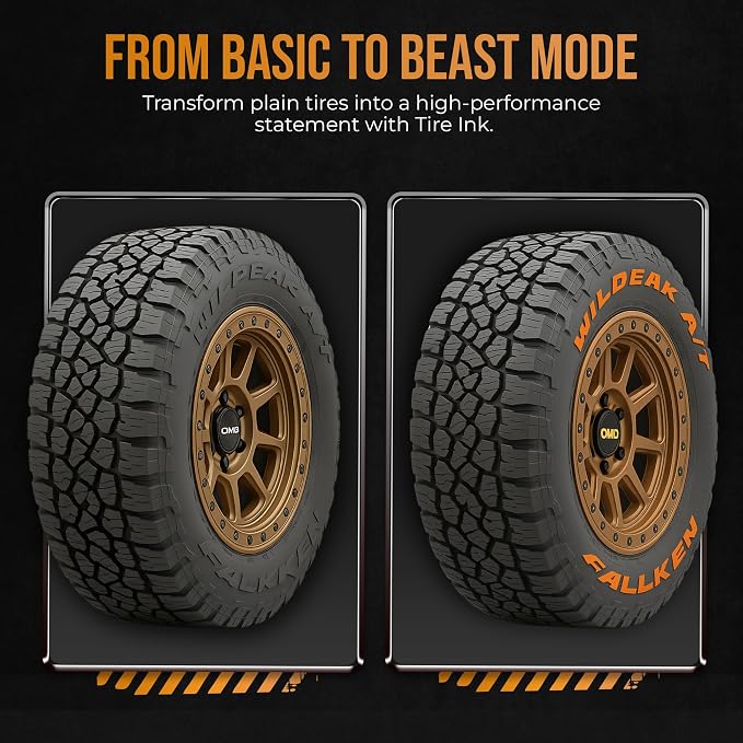 Orange Color Tire Paint Pen - Waterproof Permanent Paint pens for Car Wheels Lettering | Car Wash Safe and Durable | Made in Japan