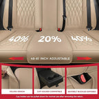 Beige Car Seat Cover Full Set - Faux Nappa Leather Seat Covers for Cars, Ultra Breathable Waterproof Front Seats Cushion Protectors with Lumbar Support, Universal Fit for Sedans SUVs Pickups