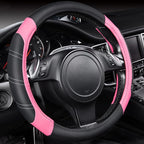 Line Rider Microfiber Leather Sporty 14.5-15 inch Steering Wheel Cover Universal Fits for 95% Truck,SUV,Cars, Anti-Slip Safety Comfortable Design (Black Pink)