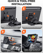 CD Slot Mount for CarPlay Screen, 360° Rotation Tool-Free Installation CarPlay CD Mount Compatible with 7-11 Inch Portable Car Play Screens & GPS Navigation