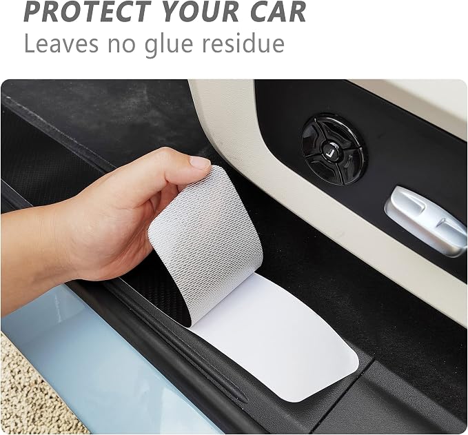 5PCS Car Door Sill Protector,Carbon Fiber Threshold/Rear Bumper Guard Anti-Scratch Sticker Door Edge Protection Decorate,Interior Accessories Self-Adhesive Anti-Scratch Waterpoor (Carbon Fiber-5Pcs)