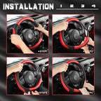 Car Steering Wheel Cover for F-150 Tundra Range Rover 15.5-16 inch, Black and Red Microfiber Leather