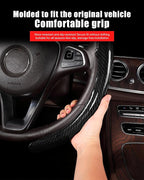 Car Steering Wheel Cover - Integrated Carbon Fiber Pattern Protective Sleeve with Hub Cap Anti-Slip Design - Fits 99% of Models Suitable for 14-16 Inch Sedans, SUVs, and Trucks Interior Accessories