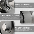 Car Headrest Hooks, 2 Pack Leather Car Seat Storage Hanger for Purses Bags, Stylish Car Seat Organizer Hooks for Handbag Coat Umbrellas, Car Inside Accessories, Gray