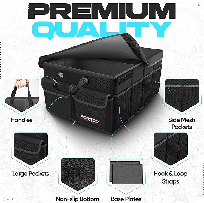 Trunk Organizer For SUV Car Trunk Organizer, Foldable Storage, Car Accessories for Women Men, Collapsible Bag, 600D Oxford, Non Slip Bottom, Straps, Soft Cover (45L)