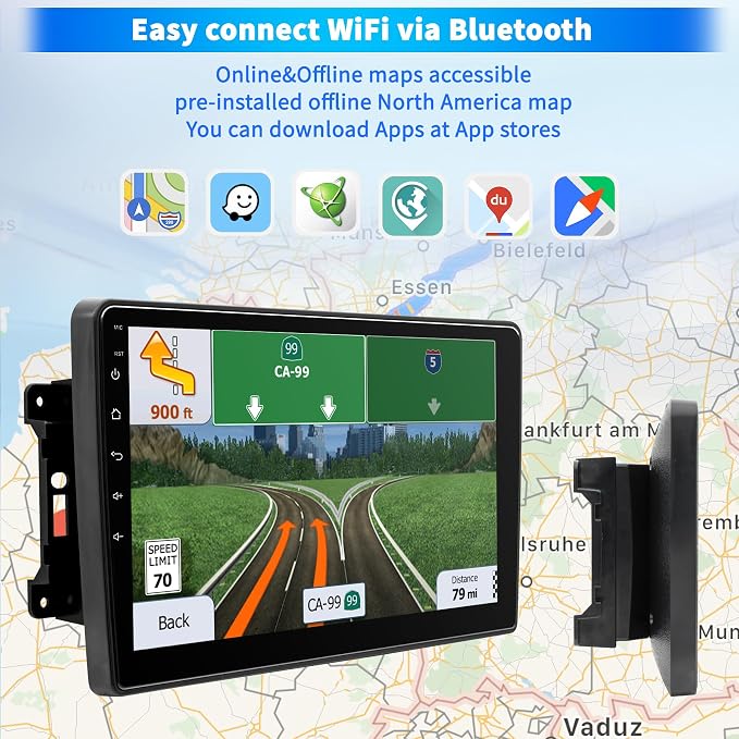 Car Stereo Radio for Jeep Wrangler JK Compass Grand Cherokee Dodge Ram 1500, Android 12 OS 2GB+64GB, 10 inch IPS Touchscreen Support Wireless CarPlay Android Auto GPS Bluetooth FM SWC