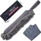 Car Duster Interior, Double-Sided Microfiber, Comfort Handle | Lint & Scratch-Free Cleaning for Trucks, RVs & Vehicles, Includes Microfiber Towel & Storage Bag, Soft
