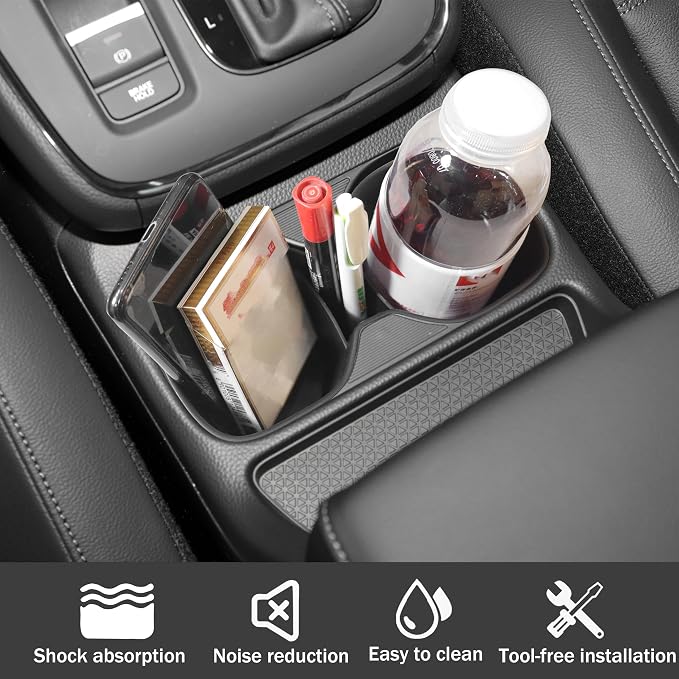 Cup Holder Inserts for Honda CRV Accessories 2023 2024 2025 2026 Center Console Cup Holder Protector for Honda CRV CR-V LX EX EX-L Sport Hybrid Sport-L Hybrid Sport Touring Hybrid TPE Material Black