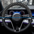 Car Steering Wheel Cover, 14.5"-15" Inch Universal Anti-Slip DurableSteering Wheel Protective Cover, Breathable Auto Interior Decoration Accessories for Sedan SUV Truck (Black White Polka Dot)
