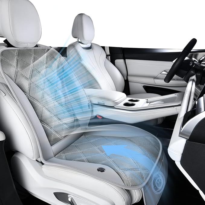 Cooling Car Seat Cushion Ventilated Car Seat Cover with 3-Speed Adjustable Universal Fit for 12V/24V Car SUV Truck Van for Summer, Gray