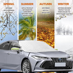 Car Windshield Snow Cover with Side Mirror and Hook, Winter Magnetic Windshield Sun Shade Foldable, Windshield Cover for Ice and Snow, Fit for Small Sedan, Compact SUV, (58"x47") Silver