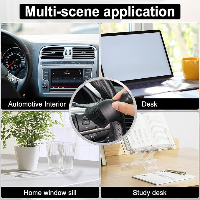 Car Detailing Brushes, Car Interior Dust Sweeping Soft Brush, Soft Bristles Brush Cleaning Tool for Automotive Dashboard, Air Conditioner Vents, Computer, Scratch Free(Black)
