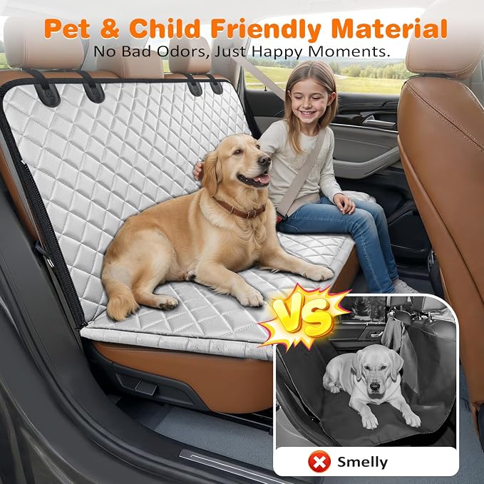 Dog Car Seat Cover for Pets 100% Waterproof Seat Cover Hammock 600D Heavy Duty Scratch Proof Nonslip Durable Soft Back Seat Covers for Cars and SUVs