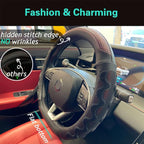 D Shaped 14.5-15 Inch Steering Wheel Cover Great Grip with 3D Honeycomb Anti-Slip Design, Flat Bottom 14.5-15 Inch (Wine Red)