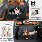 Dog Car Seat for Medium/Large Dogs - Reversible Dual-Sided Travel Dog Car Bed with Memory Foam, Washable Pet Booster Seat for Dogs up to 55 lbs or 2 Small Dogs, 2 Safety Leashes, Dark Grey
