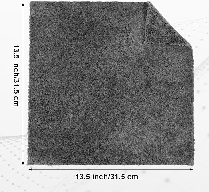 30 Pcs 12.5 × 12.5 Inch Edgeless Microfiber Plush Towels for Cars Detailing Drying Wash Polishing Absorbent Cleaning Cloths, 500 GSM (Gray)