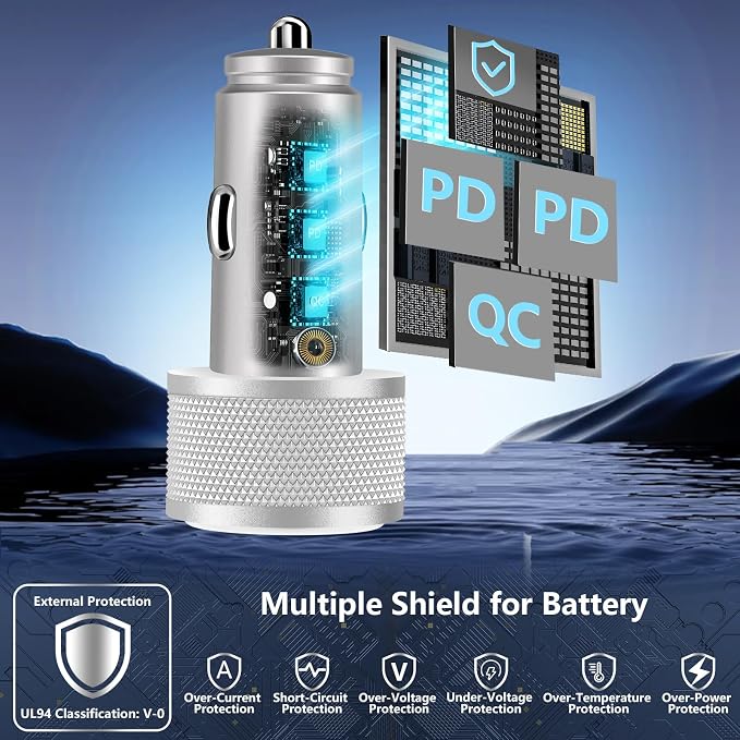 [Apple MFi Certified] iPhone 17 Car Charger, KYOHAYA 3-Port 67W PD/QC Power Adapter USB-C Fast Car Charging Cigarette Lighter with Type-C Cable for iPhone 17/17 Pro Max/16 Pro/15/Galaxy S26/S25/Pixel