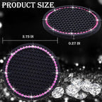 2PCS Bling Cup Holder Coaster, 2.75 Inch Auto Car Cup Holder Insert Coasters, Soft Silicone Anti-Slip Shockproof, Universal Vehicle Interior Accessories for Women Girls (Black & Pink)