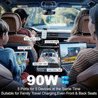 90W USB C Fast Car Charger, 2-Pack 5 Port USB C Car Phone Charger with Voltage Display, Dual PD 30W Multi Port Cigarette Lighter USB Charger for iPhone 17/Air/16/15 Pro Max,Galaxy S25/S24,iPad