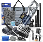 29PCS Car Cleaning Kit Interior Detailing for Men Women（Grey） | 17000PA High Power Handheld Cordless Car Vacuum Rechargeable, Detailing Brush Set, Windshield Cleaner Tool, Tire Brush