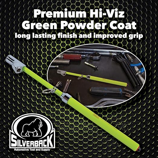Silverback Hi-Visibility Green Dual Foot Commercial Truck Tire Pressure Gauge, Recalibratable. Heavy Duty Stick Gauge with Black Metal Bar, Range 10-150 PSI in 2 PSI Increments.