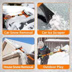 44'' Snow Brush and Ice Scrapers for Car Windshield, Extendable Snow Brush for Car with Ergonomic Foam Grip and 360° Pivoting Brush Head for Car SUV Truck