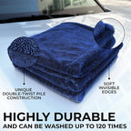 XL Car Drying Towel,1300 GSM Professional Car Towel with Double Twisted Loop, Car Drying Towels Extra Large Super Absorbent, Microfiber Drying Towels for Cars, Trucks - 40"x24", Navy 4-Pack