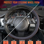 Wood Grain Microfiber Leather Steering Wheel Cover, Universal Fit for 14 1/2-15 inch Black Steering Wheel, Anti-Skip Veins Design,Cars, Suvs,Vans, Sedans (Black)