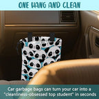 Car Garbage Bag Cute Panda Hanging Canvas Car Trash Bag Waterproof Drawstring Car Back Seat Organizer for Car Back Front Seat Console with Adjustable Buckle