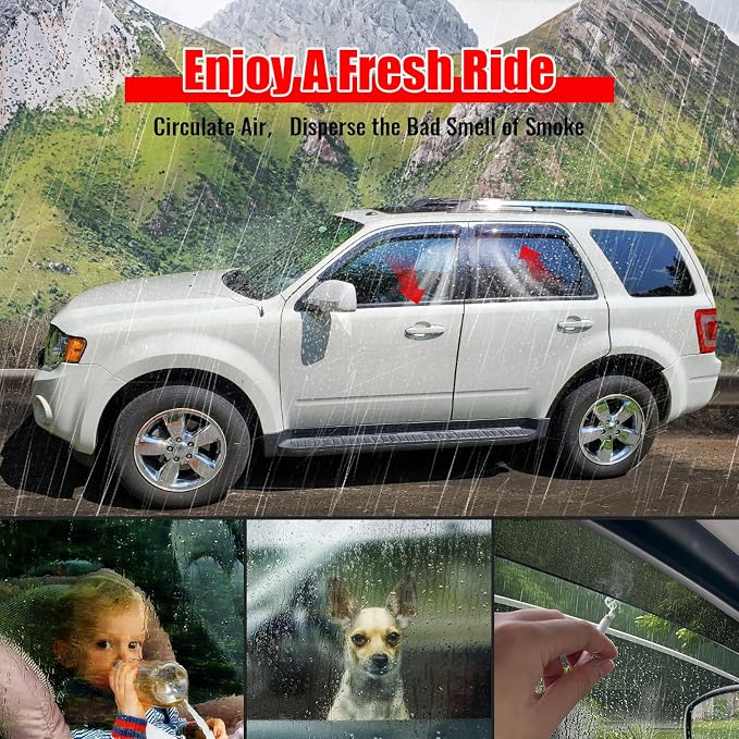 Fit 2001-2012 Ford Escape Slim Style Acrylic Smoke Tinted Window Visors |, 2008-2011 Mazda Tribute, 2005-2011 Mercury Mariner, Sun Rain Guards, Self-Adhesive, Vent Smoke 4Pcs