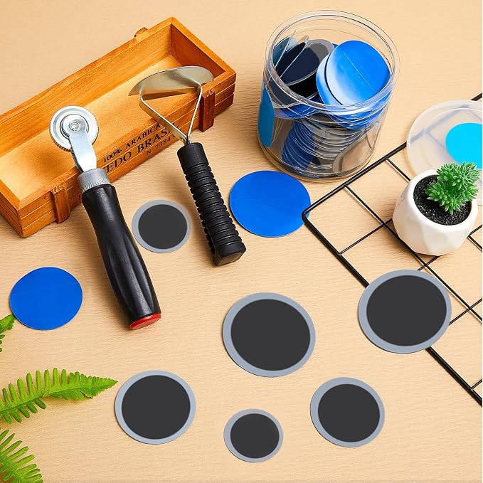 10 Pcs Tire Patches 5 Sizes Rubber Radial Tire Patch Plug Kit Heavy Duty Emergency Tool for Puncture Car Truck Bus Tractor Vehicle Motorcycle 32, 42, 58, 65x80, 85x120 mm
