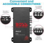 R1002 2 Channel Car Amplifier - 200 High Output, 2-8 Ohm Stable, Low/High Level Inputs, Full Range, Bridgeable, Bass for Subwoofer