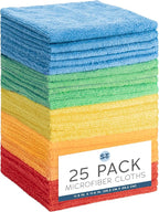 S&T INC. 25 Pack Microfiber Cleaning Cloth, Bulk Towels for Home, Reusable Microfiber Towels for Cars, Cleaning Rags, Assorted, 11.5 Inches x 11.5 Inches, 25 Count