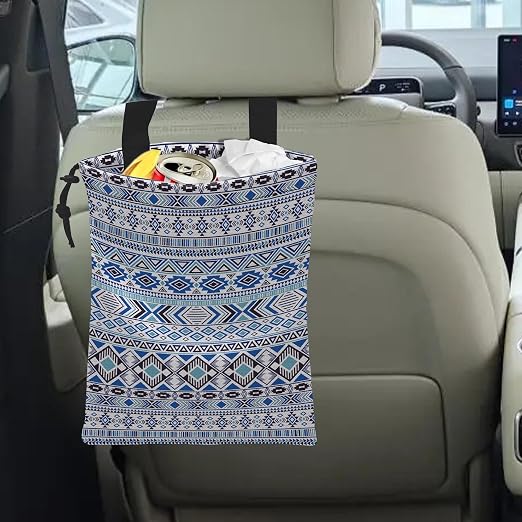 Car Trash Bag Hanging Sprites Tribal Motifs Car Trash Can Waterproof Garbage Bag Hanging for Car Back Seat with Adjustable Straps and Drawstring for Car Accessories Vehicle Travelling
