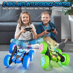 STEM Remote Control Car for Kids Ages 6-12, 4WD RC Stunt Car with LED Wheel Lights & 360° Flips, 2.4GHz Fast Electric Toy for Boys 8-10, Educational Gift for Birthday or Valentines
