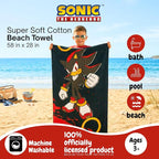 Sonic Shadow The Hedgehog Kids Cotton Beach Towel, 58 x 28 Inch, Soft & Absorbent Pool, Bath & Beach Towel (Officially Licensed Product) by