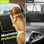 Dog Car Seat Cover for Back Seat 53.54 * 23.62 in, Car Window Fixing for Maximum Car Protection, Leather Fabric Back Seat Extender for Dogs, Waterproof & Scratch-Resistant, Support to 330 lbs