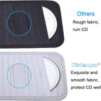 Car CD Case Holder, Vehicle Sun Visor Organizer for Cars with 12 DVD Storage Sleeves, 1 Mesh Pocket, 1 Pen Holder and Elastic Strap, Gray