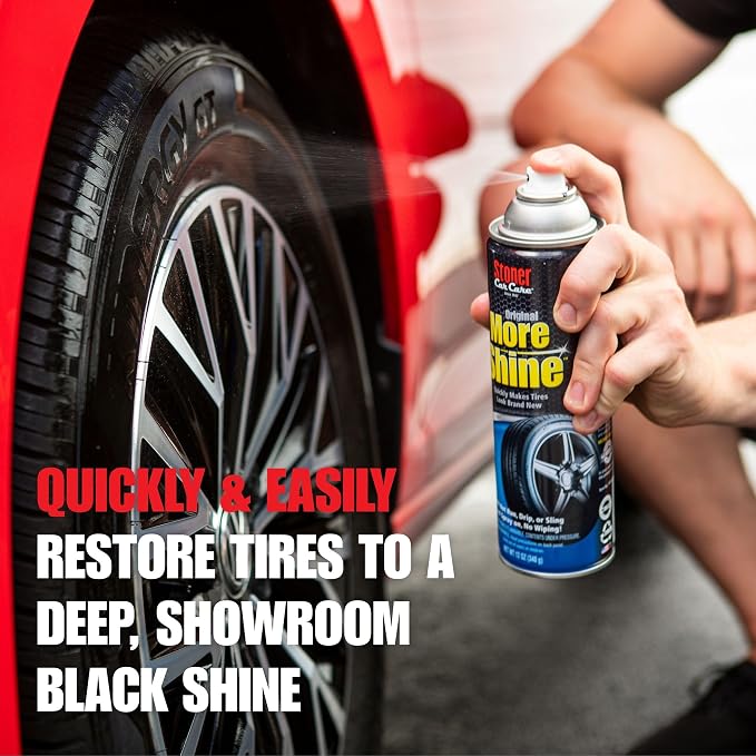 91044-2PK Original More Shine Tire Shine Spray – Tire Dressing Restores Deep Matte Black Finish with Long-Lasting Rain-Resistant Protection, Dry-to-Touch – 12 oz (Pack of 2)