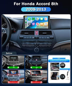 4G+64G 5G WiFi for Honda Accord 8th 2008-2013 Car Stereo Wireless Carplay Android Auto,10.1" Touchscreen Radio Android 15.0 GPS EQ DSP Bluetooth 5.0 SWC FM/RDS+AHD Backup Camera